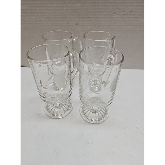 Princess House Other - Princess House Heritage Irish Coffee Mugs Footed Crystal Glass Etched Set of 4#2